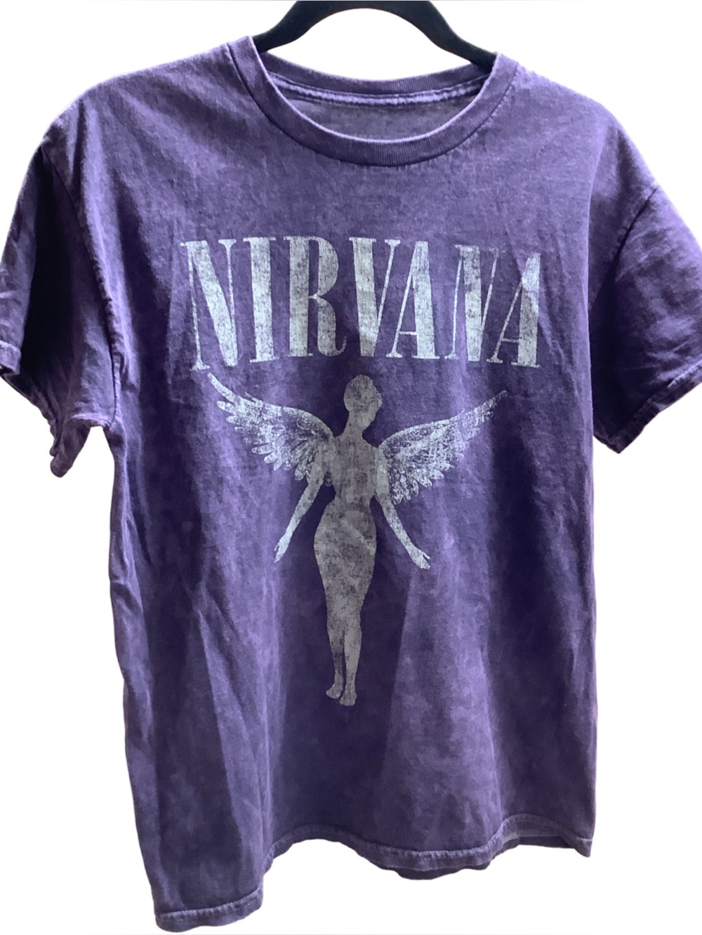 Nirvana Size Medium Purple Washed Logo Tee, Preloved